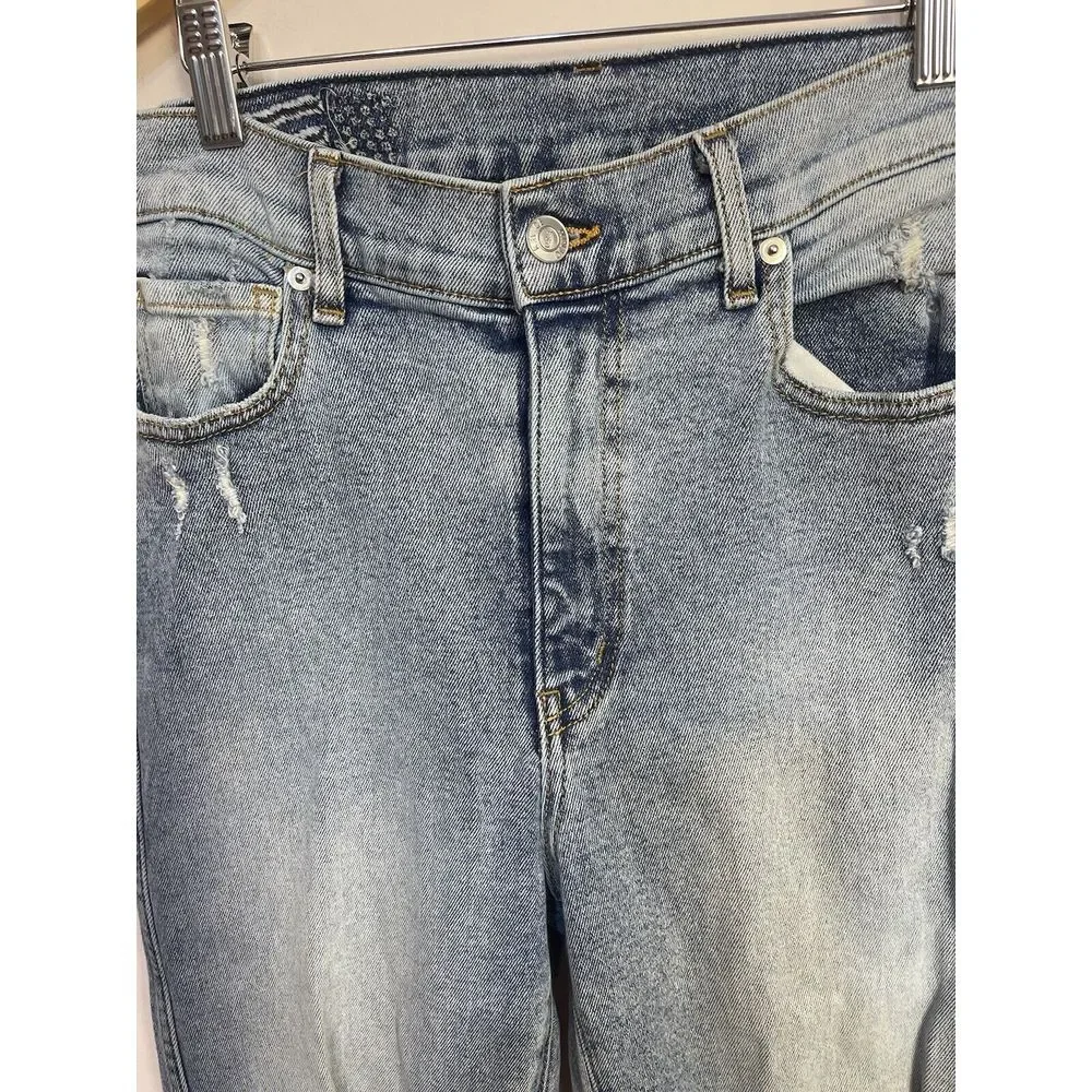 Revice Women Blue Jeans Star Back Size 28 USA‎ Made Hi Rise Distressed